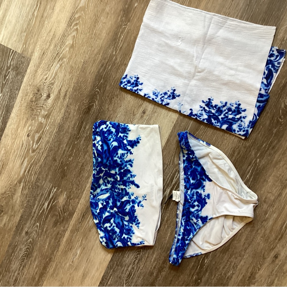 Ralph Lauren Blue and White Bikini Set
